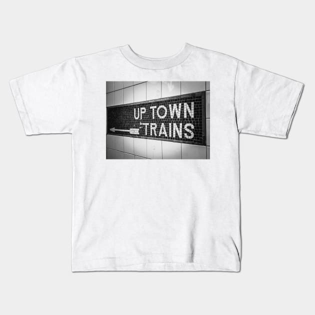 Up Town Trains (black and white) Kids T-Shirt by goldstreet